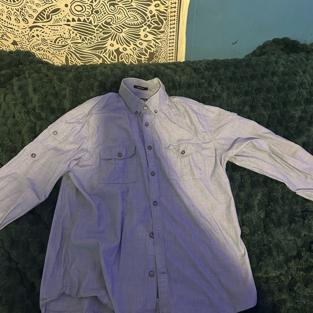 Express Sky Blue Button-Down Shirt